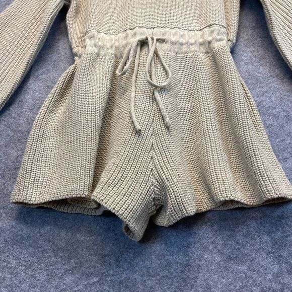 MABLE Sweater Romper Small/Medium Taupe Tan Knit Drawstring Keyhole Back LS - Picture 16 of 16
